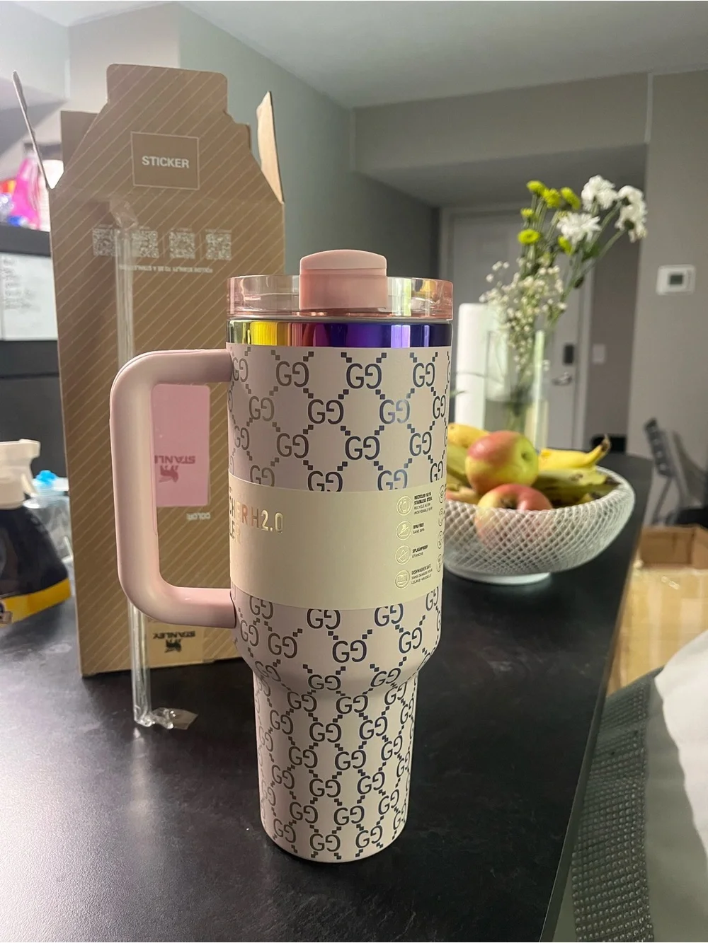 Stanley x GG Pink Quencher H2.0 Tumbler With Handle New